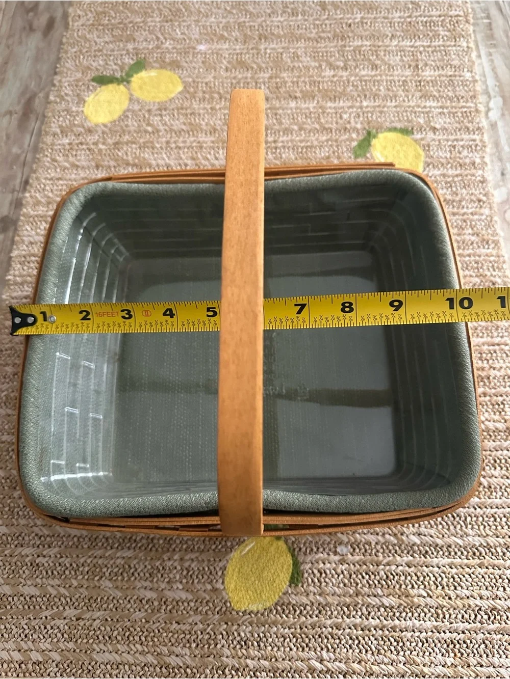 Vtg 2005 Longaberger Napkin Basket Warm Brown Liner And Protector Initialed EUC